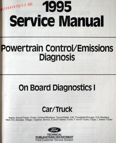 1995 Ford Powertrain Control / Emissions Diagnosis Service Manual ODB1