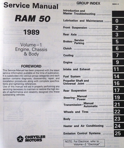 1989 Dodge Ram 50 Service Manual Volume 1, 2