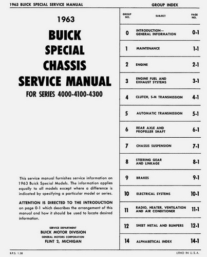 1963 Buick Special, Special Deluxe & Skylark Chassis Service Manual 4000-4100-4300
