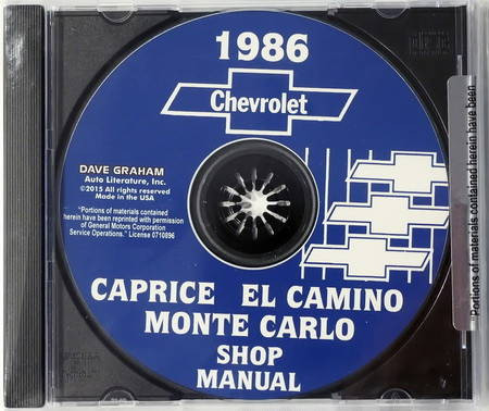 1986 Chevrolet Caprice Monte Carlo El Camino Shop Manual 