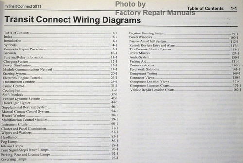  2011 Ford Transit Connect Wiring Diagrams Table of Contents