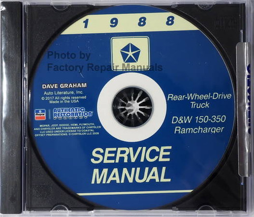 1988 Service Manual Dodge Truck D & W 150-350, Ramcharger CD