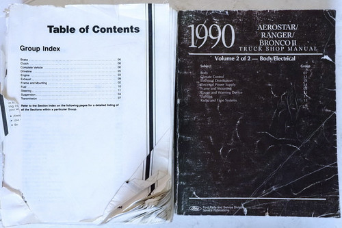 1990 Ford Ranger, Bronco II, Aerostar Factory Shop Service Manual Volume 1, 2