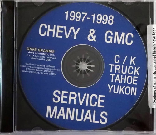 1997 1998 Chevy & GMC C/K Truck  Tahoe Yukon Service Manuals on CD