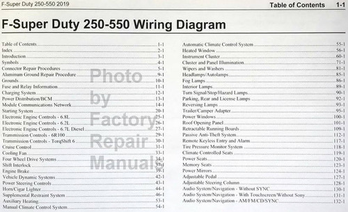 Ford 2019 F250 F350 F450 F550 Super Duty Wiring Diagrams Table of Contents 1