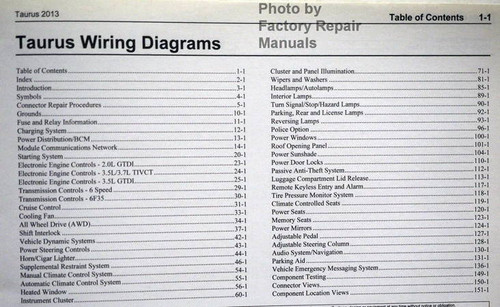 Wiring Diagrams Ford 2013 Taurus Table of Contents