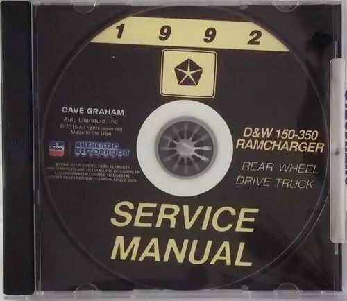 1992 Service Manual D&W 150-350 Ramcharger