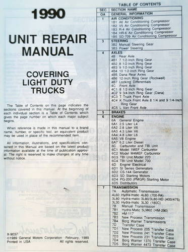 1990 GMC Light Duty Truck Unit Repair Manual
