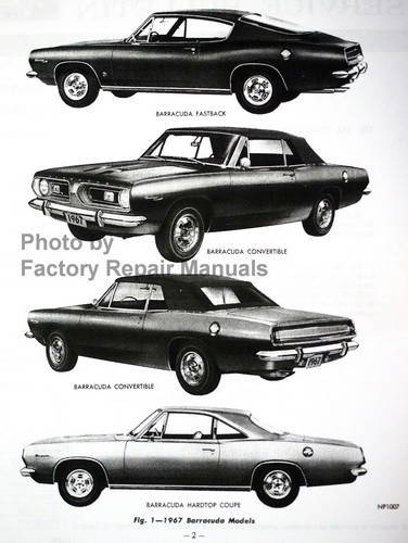 1967 Plymouth  Barracuda Service Bulletin Model Application