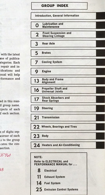 1983 Chrysler RWD Car Service Manual Table of Contents 1