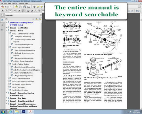 1964 Ford Truck 500-800 Series Shop Manual Table of Contents