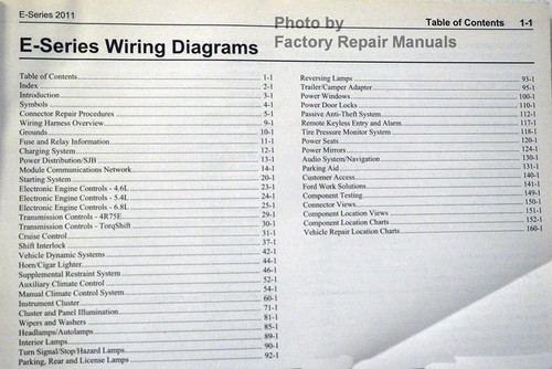 2011 Ford E-Series Wiring Diagrams Table of Contents