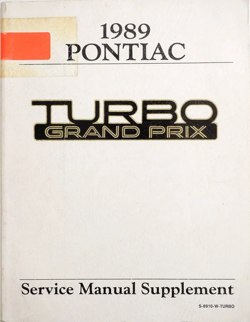 1989 Pontiac Turbo Grand Prix Service Manual Supplement