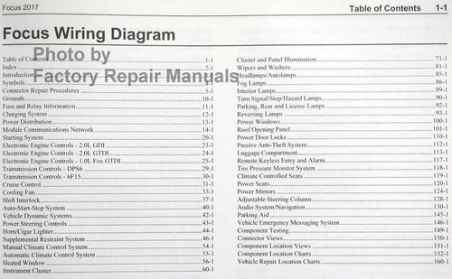 2017 Ford Focus Electrical Wiring Diagrams Table of Contents