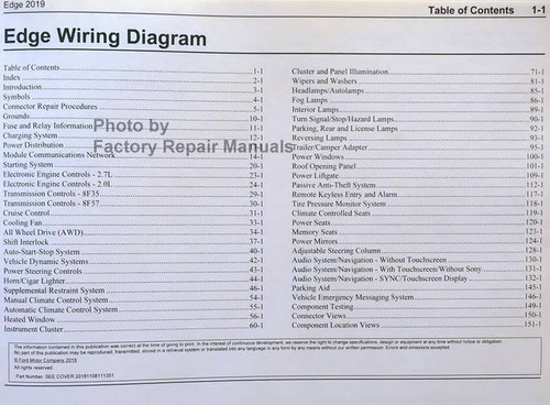 2019 Ford Edge Wiring Diagrams Table of Contents