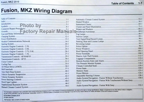 2019 Ford Fusion Lincoln MKZ Wiring Diagrams Table of Contents