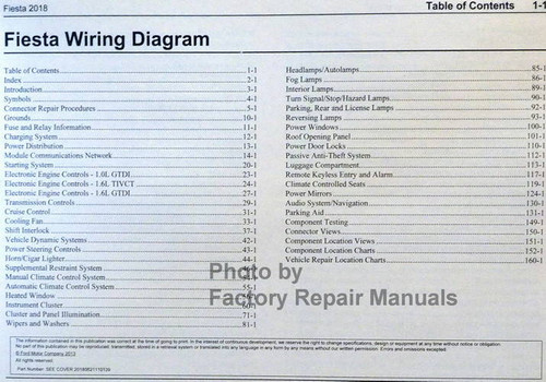2018 Ford Fiesta Electrical Wiring Diagrams Table of Contents