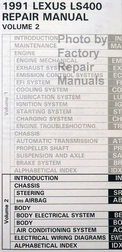 1991 Lexus LS400 Repair Manual Table of Contents 2
