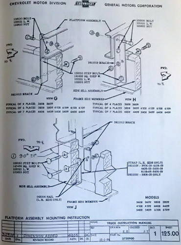 1955-1959 Chevy Truck Assembly Instruction Manual Sample Page