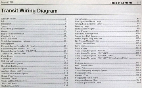 2019 Ford Transit Electrical Wiring Diagrams Table of Contents 