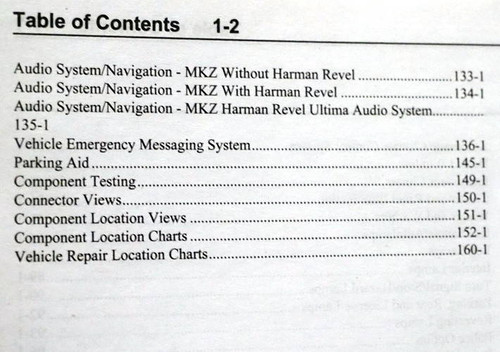 2020 Ford Fusion Lincoln MKZ Wiring Diagrams Table of Contents 2