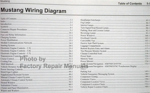 2015 Ford Mustang Wiring Diagrams Table of Contents