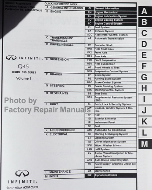 2003 Infiniti Q45 Service Manual Table of Contents 1