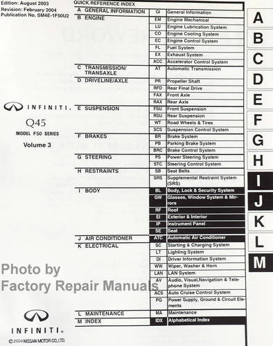 2003 Infiniti Q45 Service Manual Table of Contents 3