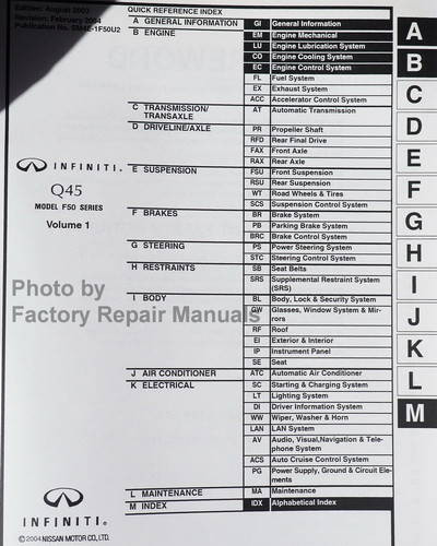 2003 Infiniti Q45 Service Manual Table of Contents 1