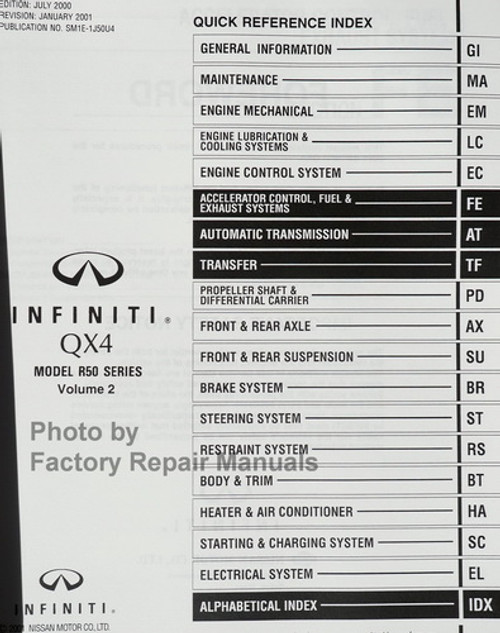 2001 Infiniti QX4 Service Manual Table of Contents 2