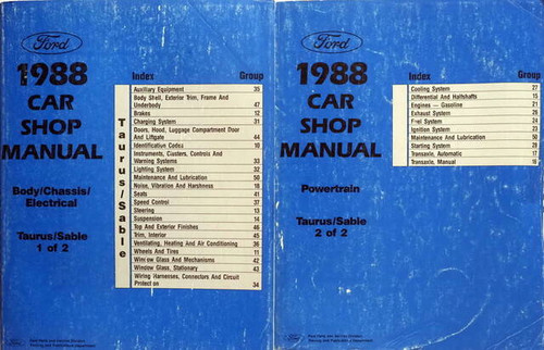1987 Ford Taurus Mercury Sable Shop Manual Volume 1, 2