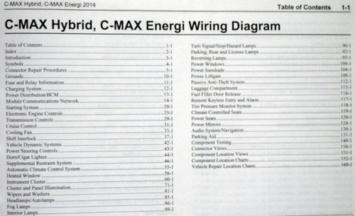 2014 Ford C-Max Electrical Wiring Diagrams Table of Contents
