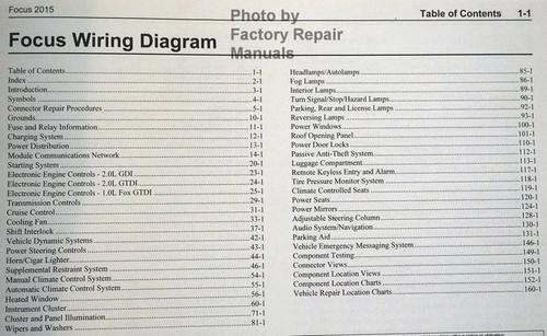 2015 Ford Focus Electrical Wiring Diagrams Table of Contents