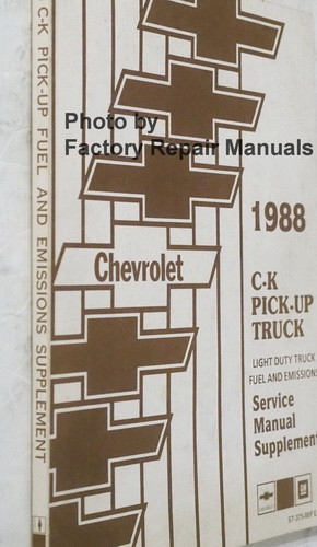 1988 Chevy C K 1500 2500 3500 Truck Fuel and Emissions Manual Supplement