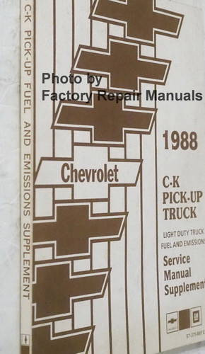 1988 Chevy C K 1500 2500 3500 Truck Fuel and Emissions Manual Supplement