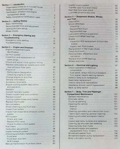 1984 Ford F150 F250 F350 Bronco Econoline Do-It-Yourself Service Guide Table of Contents 1