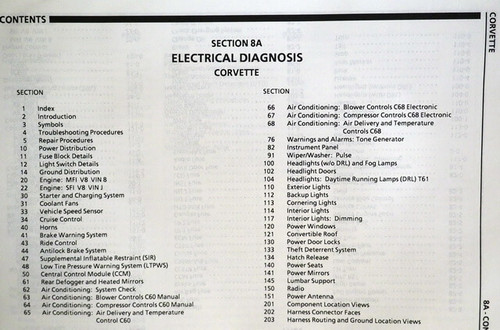 1990 Chevy Corvette Electrical Diagnosis Service Manual Supplement