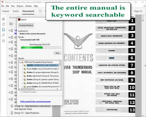 1958 Ford Thunderbird Shop Manual Download
