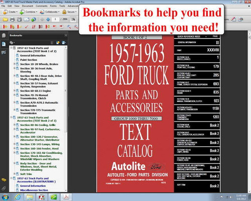 1957-1963 Ford Truck Van Bus Master Parts and Accessory Catalog on USB