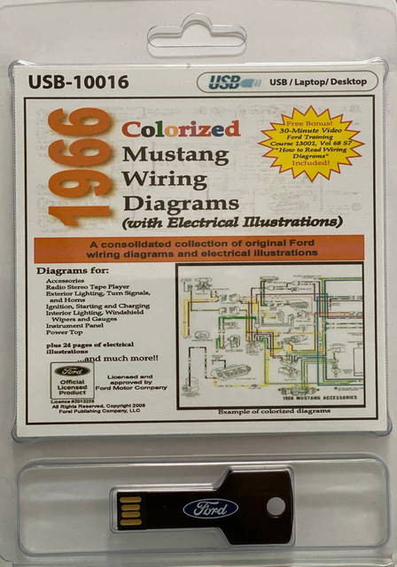 1966 Ford Mustang Colorized Wiring Diagrams on USB