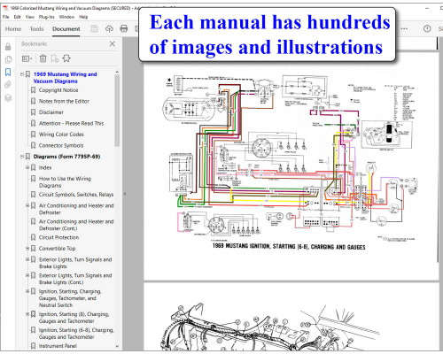 1969 Ford Mustang Colorized Wiring and Vacuum Diagrams on USB