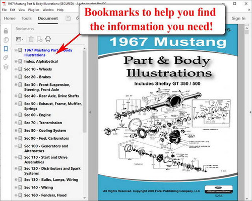 1967 Ford Mustang Part and Body Illustrations Download