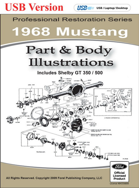 1968 Ford Mustang Part and Body Illustrations on USB