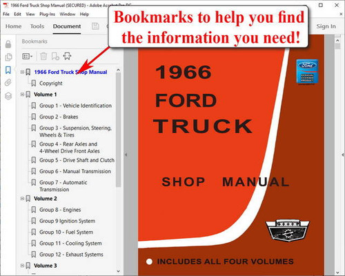 1966 Ford Truck Shop Manual Download 