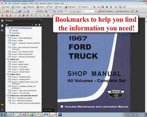 1967 Ford Truck Shop Manual Download 