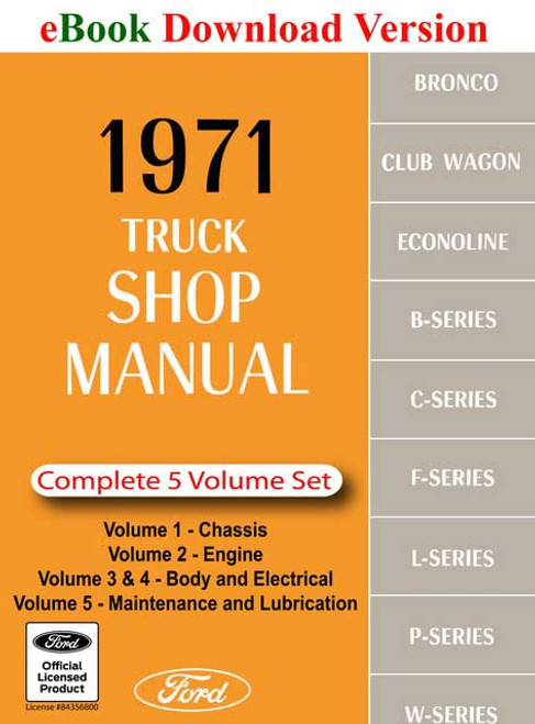 1971 Ford Truck Van Bronco Bus Shop Manual Download