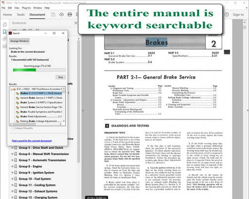 1967 Ford Bronco Econoline Club Wagon R/V Shop Service Manual Download
