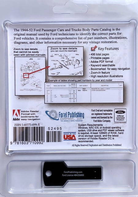 1944-1952 Ford Car and Truck Body Parts Catalog on USB