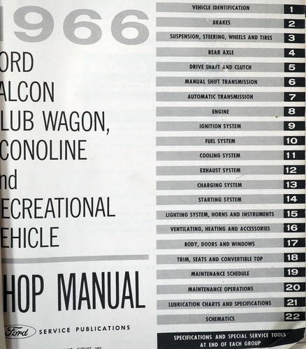1966 Ford Econoline, Club Wagon & Recreational Vehicle Shop Manual