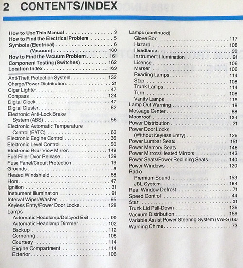 1988 Lincoln Continental Electrical & Vacuum Troubleshooting Manual